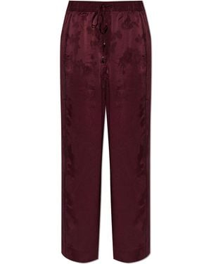 Ganni Trousers With Floral Motif - Purple