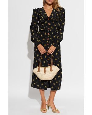 Alessandra Rich Floral Motif Dress - Black