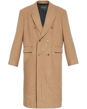 Balenciaga Long Wool Coat - Natural