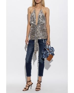 DSquared² Wool Dress With Shimmering Sequins - Blue