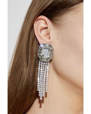 Self-Portrait Earrings With Shimmering Crystals - Brown