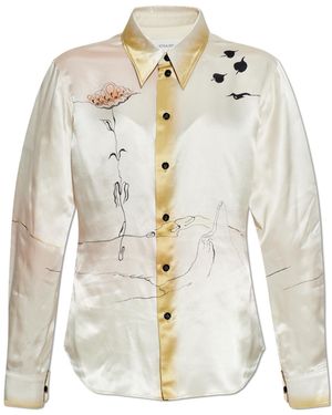 Lemaire Silk Shirt With Print - White