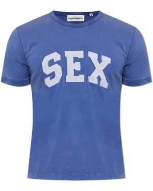 Carne Bollente Cotton T-Shirt With A Round Neckline - Blue