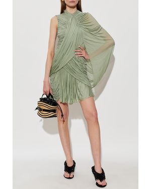 Balmain Short Dress With Draping - Green
