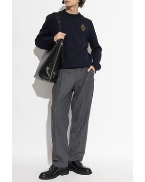 Dolce & Gabbana Wool Sweater With Appliqué - Black