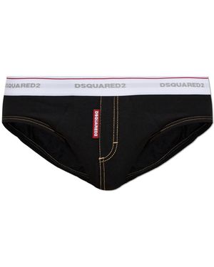 DSquared² Cotton Briefs With Logo - Black