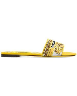 Dolce & Gabbana Slides With Logo - Yellow