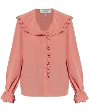 Chloé Silk Shirt With Ruffles - Pink