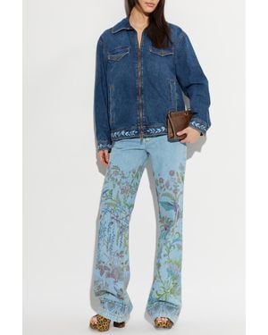 Etro Denim Jacket With Embroidered Embellishment - Blue