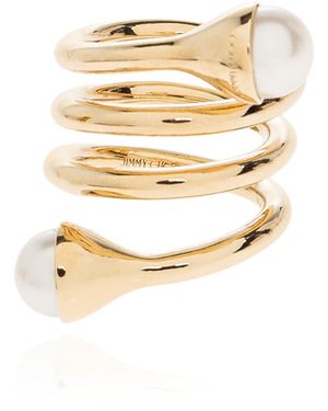 Jimmy Choo Brass Ring With Pearls - White