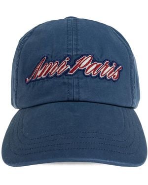 Ami Paris Cap With Logo - Blue