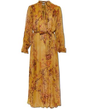forte_forte Dress With A Botanical Motif - Metallic