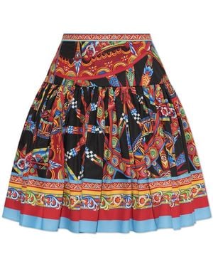 Dolce & Gabbana Skirt With 'Carretto' Print - Red