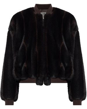MM6 by Maison Margiela Furry Bomber Jacket - Black
