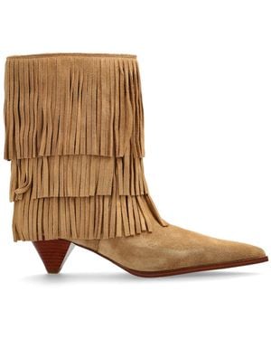 MICHAEL Michael Kors Suede Heeled Ankle Boots "Jayla" - Brown
