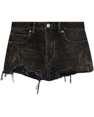 Balenciaga Vintage Effect Denim Shorts - Black
