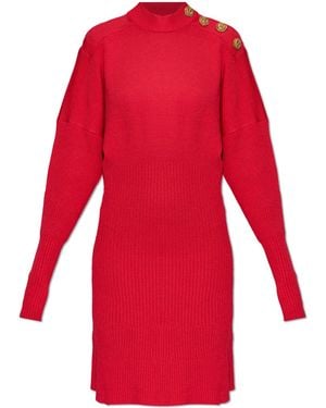 Balmain Dress With Turtleneck - Red