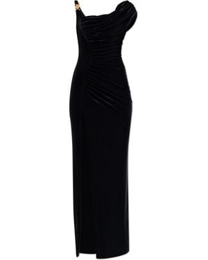 Versace Velvet Dress With Draping - Black