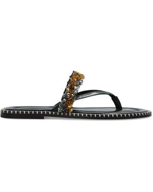 Dries Van Noten Leather Slides - Green