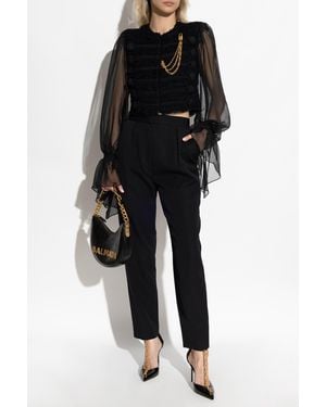 Balmain Wool Pants With Pleats - Black