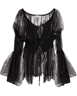 Blumarine Lace Top With Long Sleeves - Black