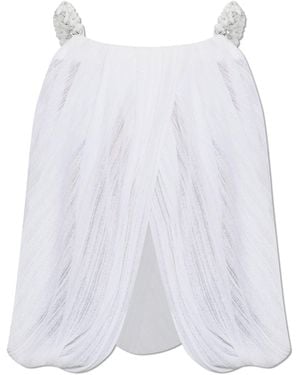 Balmain Asymmetric Top With Beaded Straps - White