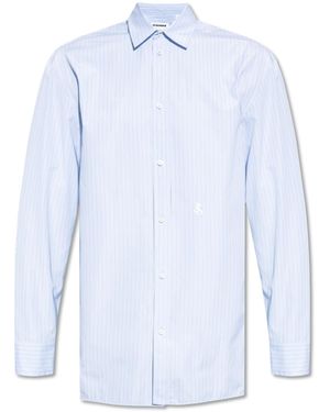 Jil Sander Cotton Shirt With Logo - Blue
