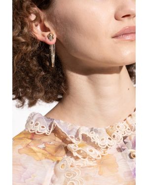 Tory Burch Earrings With Shimmering Crystals - Brown