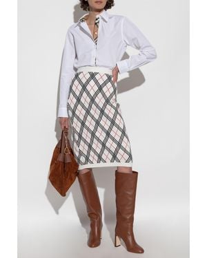 Burberry Plaid Pattern Skirt - White