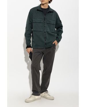 Stone Island Cotton Jacket With Stand-Up Collar - Black