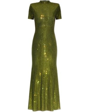Self-Portrait Dress With Shimmering Sequins - Green