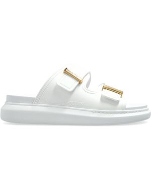 McQueen Leather Slides - White