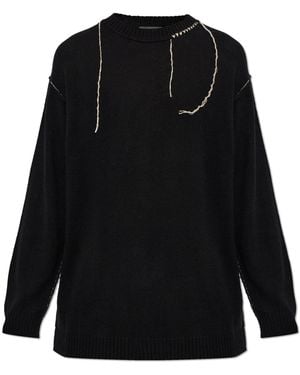 Yohji Yamamoto Wool Jumper With Raw Finish - Black