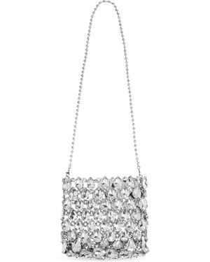 Self-Portrait Shoulder Bag With Shimmering Crystals - White