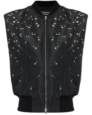 Jil Sander Insulated Vest With Sewn-In Embellishments - Black