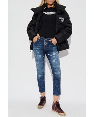DSquared² Down Jacket With Printed Logo - Blue