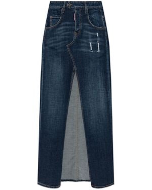 DSquared² Denim Skirt With 'Vintage' Effect - Blue