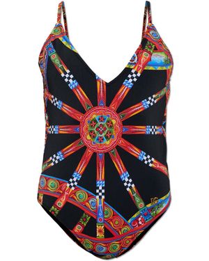 Dolce & Gabbana One-Piece Swimsuit With 'Carretto' Print - Red
