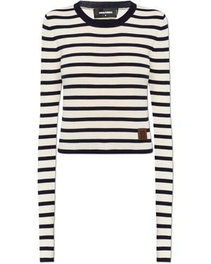 DSquared² Wool Jumper With Striped Pattern - White
