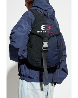 Balenciaga Backpack With Embroidered Logo - Blue