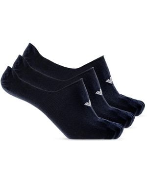 Emporio Armani Three-Pack Logo Socks - Blue