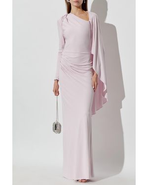 Self-Portrait Long Dress With Draping - Pink