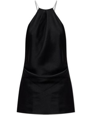 Victoria Beckham Satin Top With Draping - Black