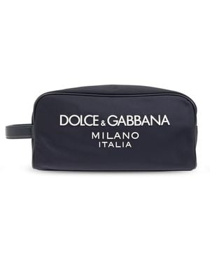 Dolce & Gabbana Wash Bag With Logo - Blue