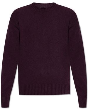 Moncler Wool Jumper With A Crew Neck - Purple
