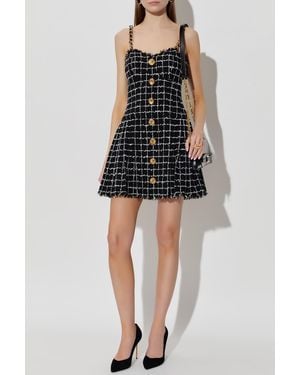 Balmain Tweed Dress With Straps - Black