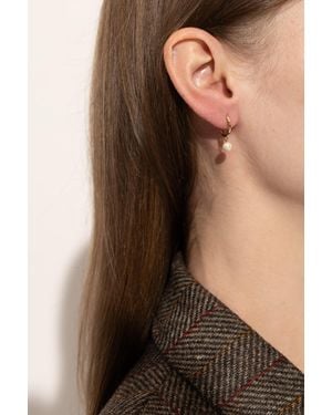 Tory Burch Hoop Earrings With Pendant - Brown