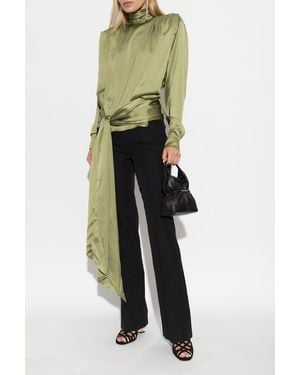 Balmain Silk Shirt With Shoulder Pads - Green