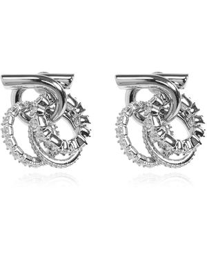 Ferragamo Earrings With Shimmering Crystals - Brown