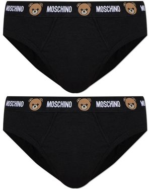 Moschino Two-Pack Of Cotton Briefs With Logo - Black